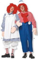 9370 RAGGEDY ANN & ANDY DK ADULT COSTUME,WIG PATTERN XS-XL